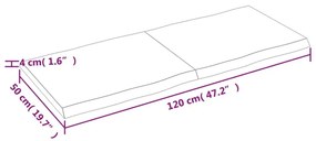 Επιφ Τραπεζιού Αν Καφέ 120x50x(2-4)εκ.Ακατέργ. Μασίφ Ξύλο Δρυός - Καφέ