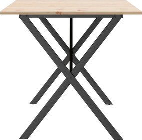 vidaXL Τραπέζι Τραπεζαρίας Πλαίσιο Χ Μασίφ Πεύκο/Ατσάλι
