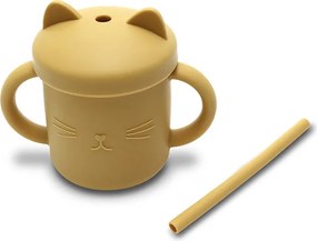SILICONE CUP WITH HANDLES+STRAW NATURAL YELLOW