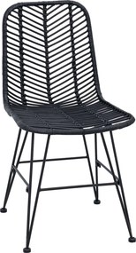 vidaXL Καρέκλα τραπεζαρίας 2 pcs Καλάμι και Σίδερο Μαύρο