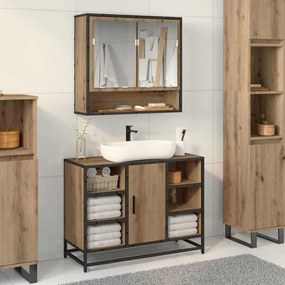 vidaXL Ντουλάπα Νιπτήρα Mπάνιου με ράφι artisan δρυς 80 x 33 x 60 εκ