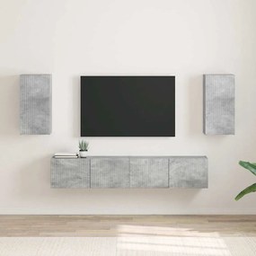 vidaXL Ντουλάπι Τηλεόρασης Τοίχου 2 pcs Σκυρόδεμα Επεξεργασμένο Ξύλο