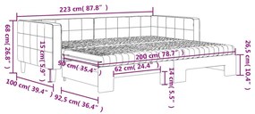 Καναπές Κρεβάτι Συρόμενος Μαύρο 90x200 εκ. Βελούδινος Στρώματα - Μαύρο