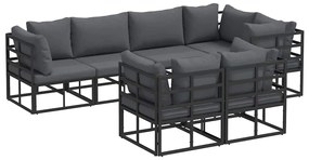 vidaXL Σετ Καναπέ Κήπου 7 pcs Μαύρο 283 x 143 x 71 εκ Αλουμίνιο