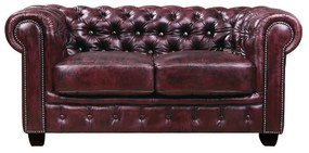 CHESTERFIELD 689 Καναπές 2Θέσιος Σαλονιού - Καθιστικού, Δέρμα, Απόχρωση Antique Red  160x92x72cm [-Κόκκινο-] [-Leather - Rubica Leather-] Ε9574,24