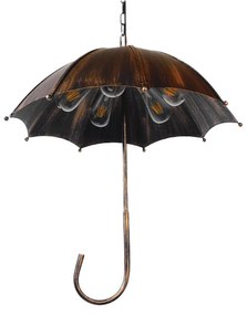 GloboStar UMBRELLA 01406 Vintage Industrial Κρεμαστό Φωτιστικό Οροφής Πολύφωτο 5 x E27 Μαύρο Καφέ Σκουριά Μεταλλικό Φ58 x Υ60cm