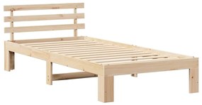 vidaXL Σκελετός Κρεβατιού Καφέ 90 x 200 cm Μασίφ ξύλο πεύκου