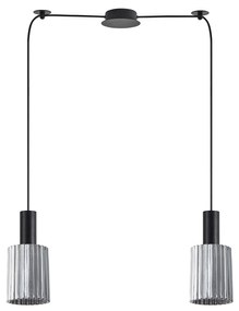 SE21-BL-4-BL2-GL1 ADEPT TUBE Black Pendant Smoked Glass+