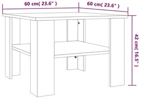 vidaXL Τραπεζάκι Σαλονιού Καπνιστή Δρυς 60x60x42 εκ. Επεξεργ. Ξύλο
