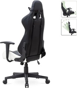 Καρέκλα γραφείου Gaming Alonso Megapap από τεχνόδερμα χρώμα λευκό - μαύρο 67x70x125/135 εκ.