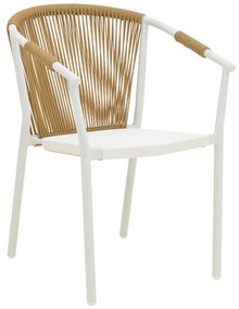 Πολυθρόνα στοιβαζόμενη Convince pakoworld αλουμίνιο λευκό σκελετό-textilene-pe rattan σε φυσική απόχρωση 56x63x82εκ