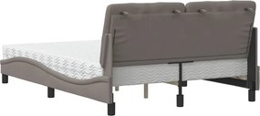 vidaXL Κρεβάτι με Στρώμα Taupe 140x190 εκ. Υφασμάτινο