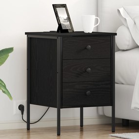vidaXL Κομοδίνο Μαύρη δρυς 42 x 41 x 61 εκ Επεξεργασμένο ξύλο