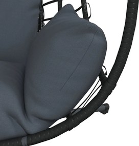 vidaXL Πολυθρόνα Egg Κρεμαστή με Βάση Ανθρακί Συνθ. Ρατάν / Ατσάλι