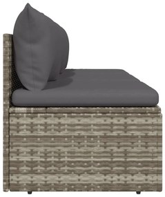 vidaXL Καναπές Κήπου Τριθέσιος Γκρι από Συνθετικό Ρατάν με Μαξιλάρια
