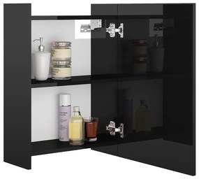 vidaXL Καθρέφτης Μπάνιου Γυαλιστερό Μαύρο 62,5x20,5x64 εκ. Μοριοσανίδα