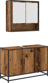 vidaXL Σετ Επίπλων Μπάνιου με ράφι 2 pcs Παλιό Ξύλο Επεξεργασμένο ξύλο