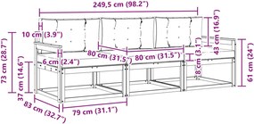 vidaXL Σειρά Καναπέ Εξωτερικού 3 pcs Λευκό και Κρεμ Πολυεστέρας