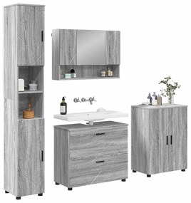 vidaXL Σετ Επίπλων Μπάνιου με ράφι 4 pcs Γκρι sonoma 30 x 35 x 192 εκ.