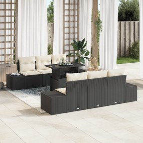vidaXL Σετ καναπέ κήπου 7 τεμαχίων με μαξιλάρια Μαύρο Πολυράταν