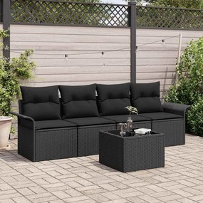 vidaXL Σετ Καναπέ με μαξιλάρι 5 pcs Μαύρο συνθετικό ρατάν