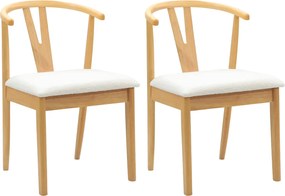 vidaXL Καρέκλα τραπεζαρίας 2 pcs Φυσικό και Ανοιχτό