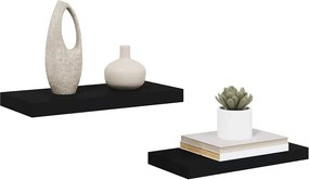 vidaXL Ράφια Τοίχου 2 τεμ. Μαύρα 50x23,5x3,8 εκ. MDF