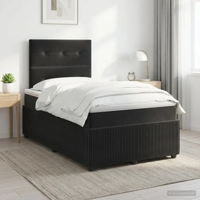 vidaXL Κρεβάτι box spring με στρώμα Μαύρο 120 x 190 cm Βελούδο