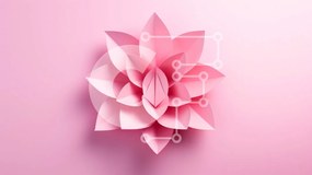 Intra Συλλεκτικό Ξύλινο Παζλ Plywood  4mm - Ροζ χάρτινο λουλούδι σε ροζ φόντο Σε Ξύλινο Κουτί - Διαστάσεις Puzzle: 10x10 cm – 25 κομμάτια