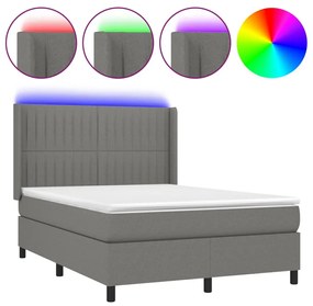 ΚΡΕΒΑΤΙ BOXSPRING ΜΕ ΣΤΡΩΜΑ &amp; LED ΣΚ.ΓΚΡΙ 140X200 ΕΚ ΥΦΑΣΜΑΤΙΝΟ 3138478