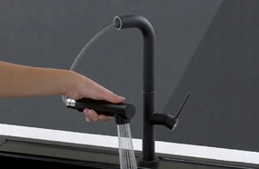 Elleci Flux Black - Μπαταρία Κουζίνας με Ντους