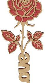 Σετ των 2 Intra απο ξύλο plywood 3mm-4mm πάχος 3D Rose with Love Ξύλινη διακόσμηση Δίασταση 15x15 cm INTRAFABR-111650508