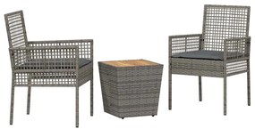 vidaXL Σετ Μπιστρό Κήπου 3 pcs Γκρι Πολυ ράταν