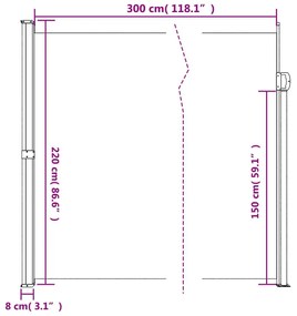 Σκίαστρο Πλαϊνό Συρόμενο Μπεζ 220 x 300 εκ. - Μπεζ