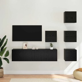 vidaXL Σετ επίπλου τηλεόρασης 6 pcs 60 x 30 x 30 cm Μαύρη Δρυς