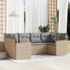 vidaXL Patio Sofa Set 6-θέσια Μικτό μπεζ