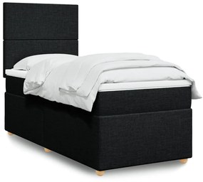 vidaXL Κρεβάτι Boxspring με Στρώμα Μαύρο 80 x 200 εκ. Υφασμάτινο