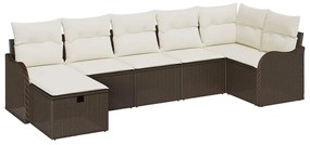vidaXL Σετ Καναπέ Κήπου 7 pcs Καφέ και κρεμ 287.5 x 122.5 x 85 cm