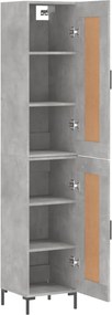 vidaXL Ντουλάπι Γκρι Σκυροδέματος 34,5x34x180 εκ. Επεξεργασμένο Ξύλο
