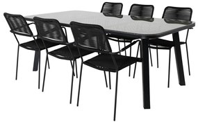 Σετ Τραπέζι και καρέκλες Dallas 2934, Επεξεργασμένο γυαλί, Μέταλλο, Σχοινί | Epipla1.gr