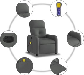 vidaXL Πολυθρόνα Μασάζ Ανακλινόμενη Σκούρο Γκρι Υφασμάτινη