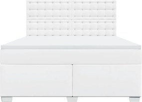 vidaXL Κρεβάτι Boxspring με Στρώμα Λευκό 180x200 εκ. Συνθετικό Δέρμα