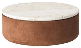 Κουτί Αποθήκευσης Suede Box L - Τραβερτίνη Σουέντ Μπεζ Ταμπά Ø20 x H7,5 cm KRISTINA DAM studio