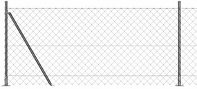 vidaXL Φράχτης από αλυσίδα με στήλες Γκρι 0.8 x 10 m Ατσάλι