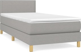 vidaXL Κρεβάτι Boxspring με Στρώμα Ανοιχτό Γκρι 80x200 εκ. Υφασμάτινο