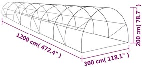 Θερμοκήπιο 36 μ² 1200 x 300 x 200 εκ. - Λευκό