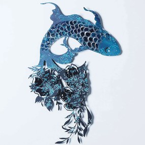 Διακοσμητικό Τοίχου Carpa Koi 507ATP1184 58x87cm Blue Wallity Ατσάλι