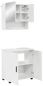 vidaXL Σετ Επίπλων Μπάνιου Επιτοίχιο 2 pcs Υψηλής γυαλάδας λευκό