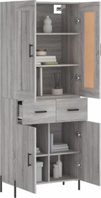 vidaXL Ντουλάπι Γκρι Sonoma 69,5 x 34 x 180 εκ. Επεξεργασμένο Ξύλο