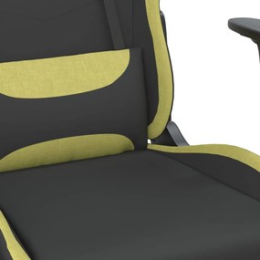 Καρέκλα Μασάζ Gaming Μασάζ Υπ. Μαύρη/Αν Γκρι Ύφασμα Υποπόδιο - Πράσινο